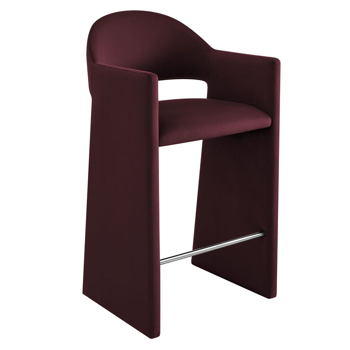 Talia 41 Inch Performance Velvet Bar Stool Mulberry