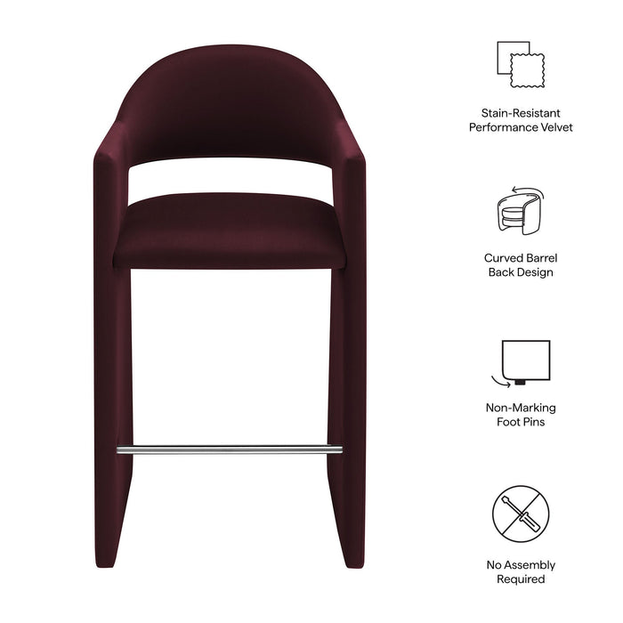 Talia 41 Inch Performance Velvet Bar Stool Mulberry