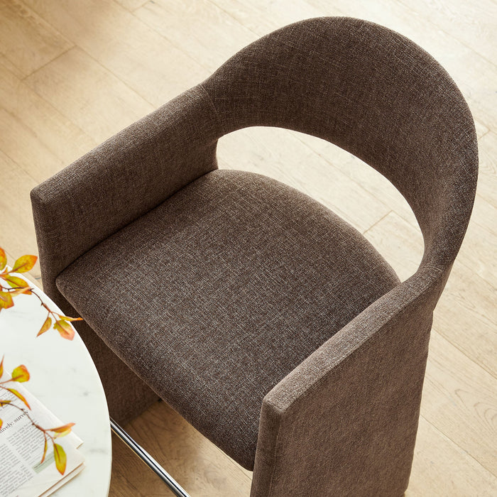 Talia 41 Inch 41 Inch Upholstered Fabric Bar Stool Mocha