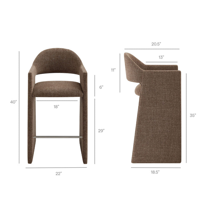 Talia 41 Inch 41 Inch Upholstered Fabric Bar Stool Mocha