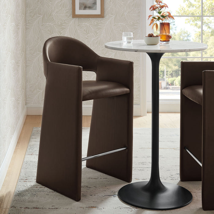 Talia 41 Inch Vegan Leather Bar Stool Espresso