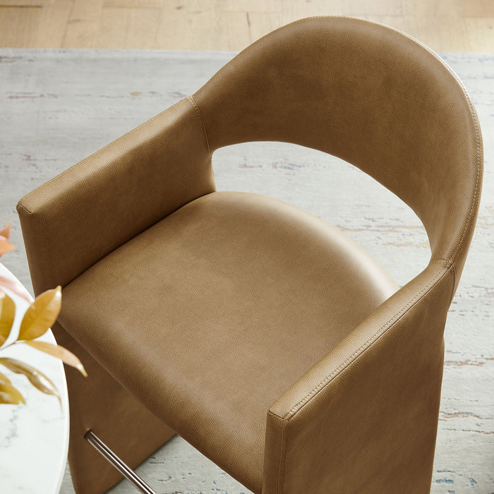 Talia 41 Inch Vegan Leather Bar Stool Toast