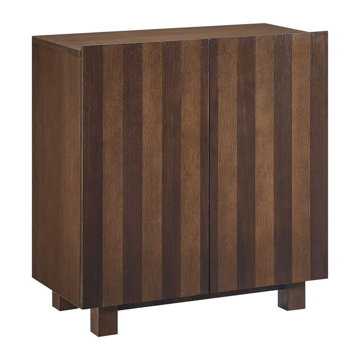 Modway Kline 2-Door Striped Accent Cabinet in Dark Walnut Stripe - front view