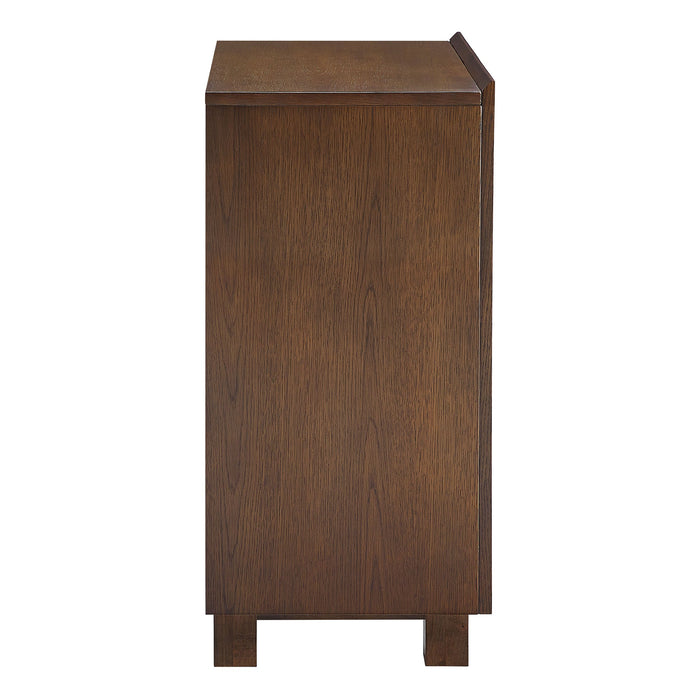Modway Kline 2-Door Striped Accent Cabinet in Dark Walnut Stripe - angled view