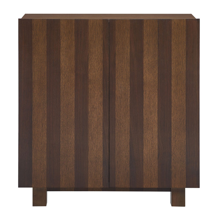 Modway Kline 2-Door Striped Accent Cabinet in Dark Walnut Stripe - side view