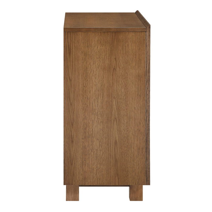 Modway Kline 2-Door Striped Accent Cabinet in Oak Walnut Stripe - angled view