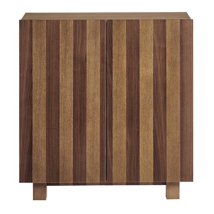 Modway Kline 2-Door Striped Accent Cabinet in Oak Walnut Stripe - side view
