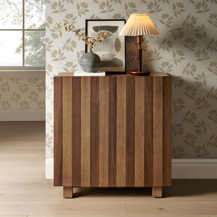 Modway Kline 2-Door Striped Accent Cabinet in Oak Walnut Stripe - lifestyle view 14