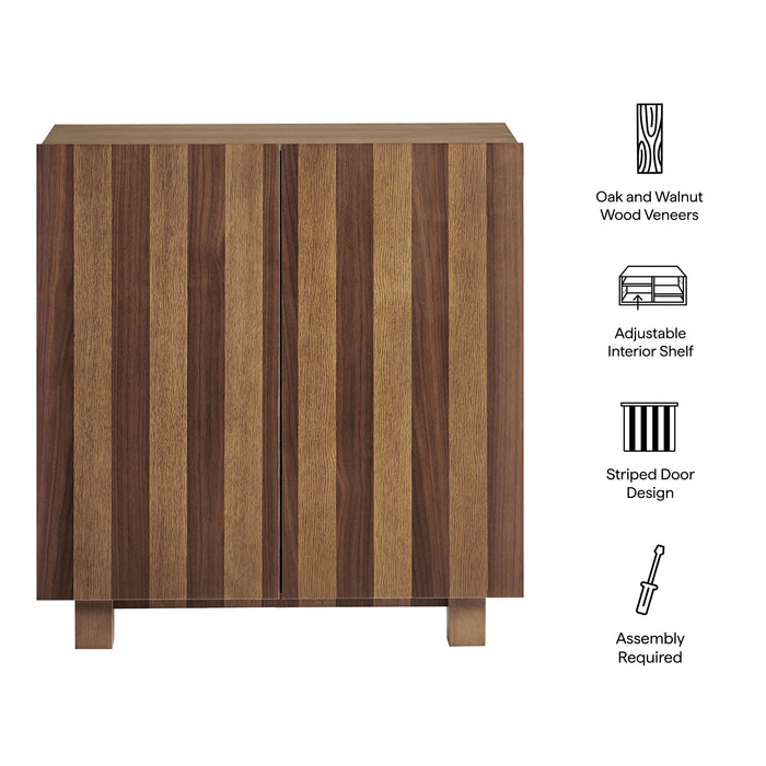 Modway Kline 2-Door Striped Accent Cabinet in Oak Walnut Stripe - dimensions and specifications