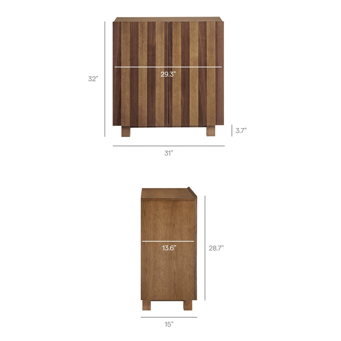 Modway Kline 2-Door Striped Accent Cabinet in Oak Walnut Stripe - dimensions and specifications 18