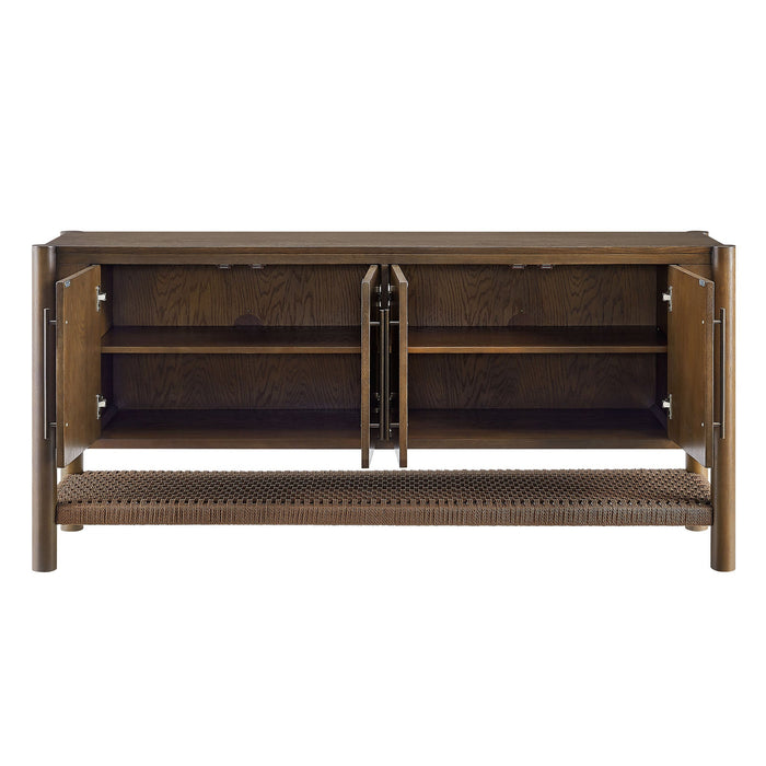 Modway Taschen 4-Door Wood Sideboard Cabinet in Walnut Brown - detail view