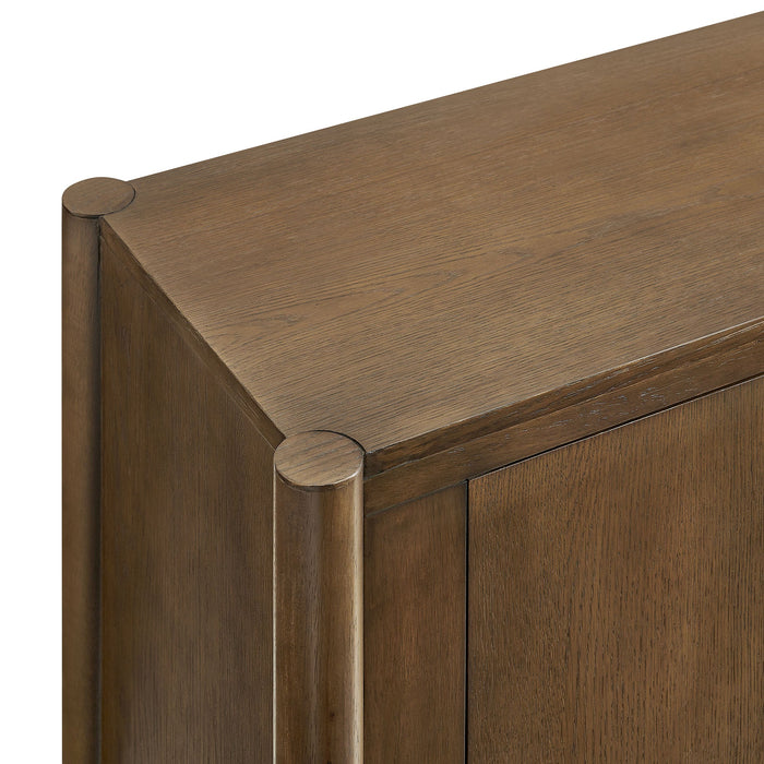 Modway Taschen 4-Door Wood Sideboard Cabinet in Walnut Brown - lifestyle view