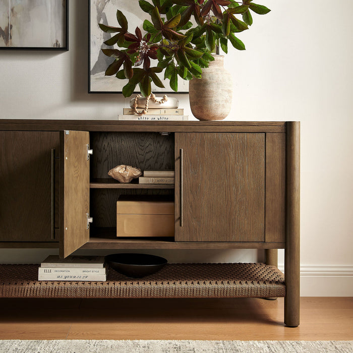 Modway Taschen 4-Door Wood Sideboard Cabinet in Walnut Brown - lifestyle view 14