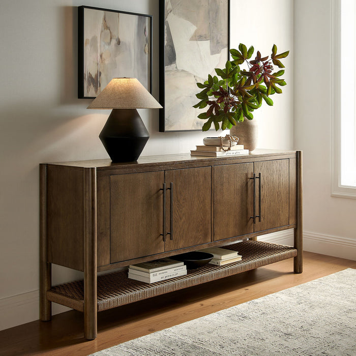 Modway Taschen 4-Door Wood Sideboard Cabinet in Walnut Brown - lifestyle view 16