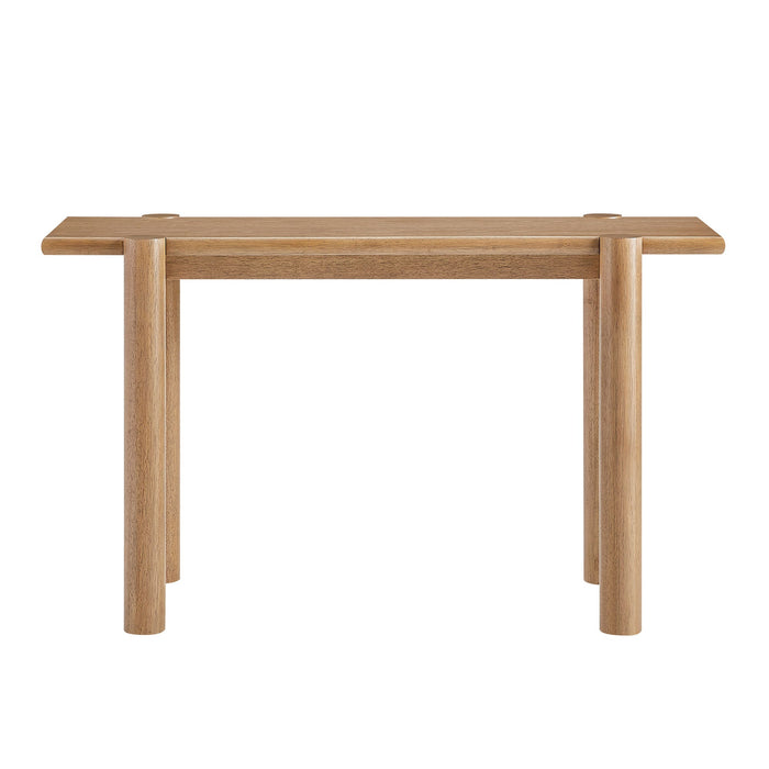 Modway Taschen Console Table in Weathered Oak - side view