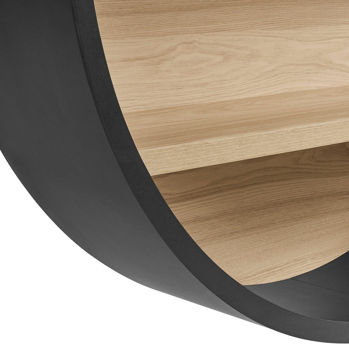 Romy 47" Round Wall Book Shelf Black Natural