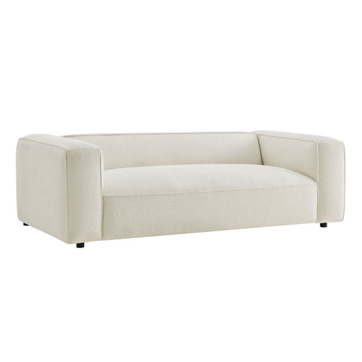 Modway Auren 88 Inch Lattice Bouclé Upholstered Sofa in Cream - front view