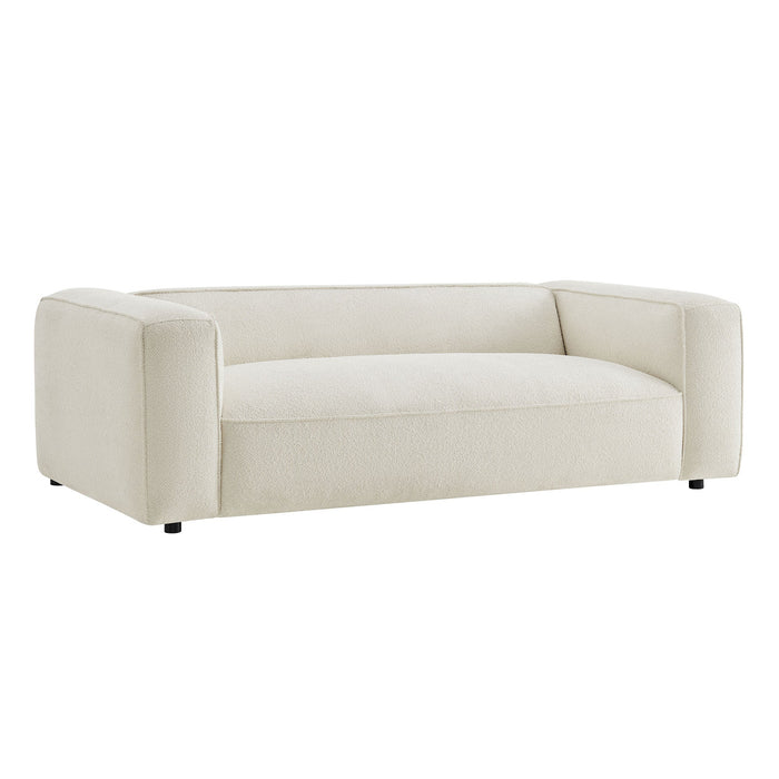 Modway Auren 88 Inch Lattice Bouclé Upholstered Sofa in Cream - front view