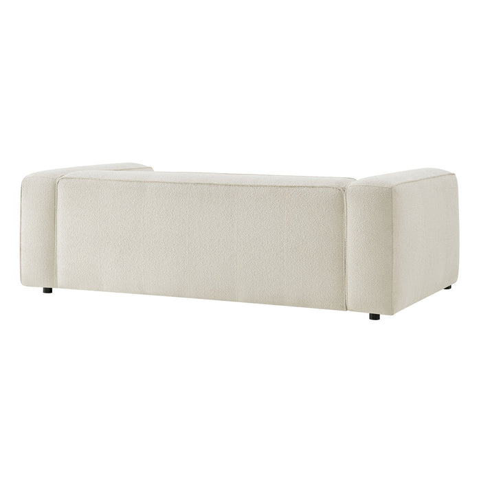 Modway Auren 88 Inch Lattice Bouclé Upholstered Sofa in Cream - side view