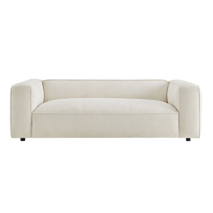 Modway Auren 88 Inch Lattice Bouclé Upholstered Sofa in Cream - detail view