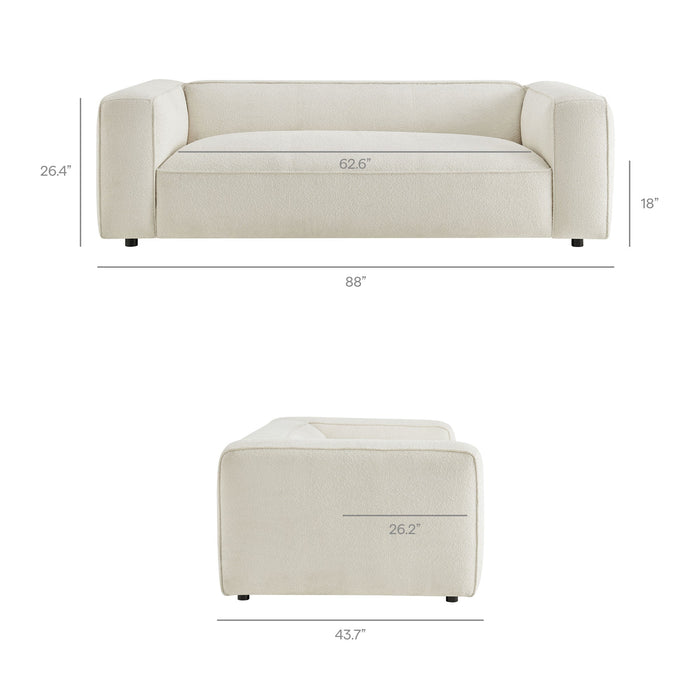 Modway Auren 88 Inch Lattice Bouclé Upholstered Sofa in Cream - dimensions and specifications 27