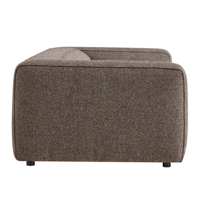 Modway Auren 88 Inch Lattice Bouclé Upholstered Sofa in Earth - angled view