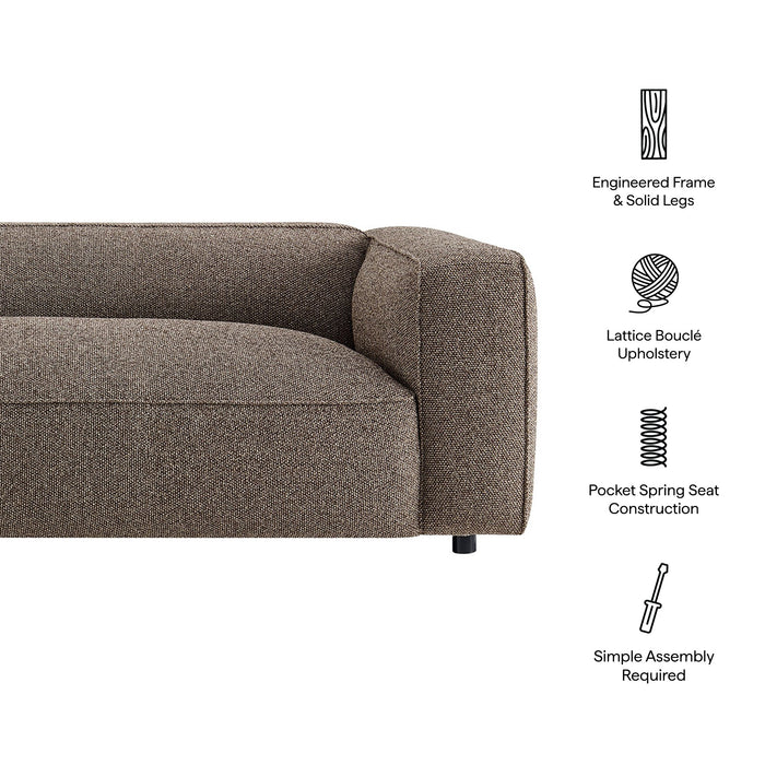 Modway Auren 88 Inch Lattice Bouclé Upholstered Sofa in Earth - dimensions and specifications