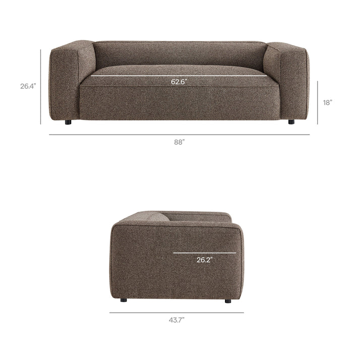 Modway Auren 88 Inch Lattice Bouclé Upholstered Sofa in Earth - dimensions and specifications 25