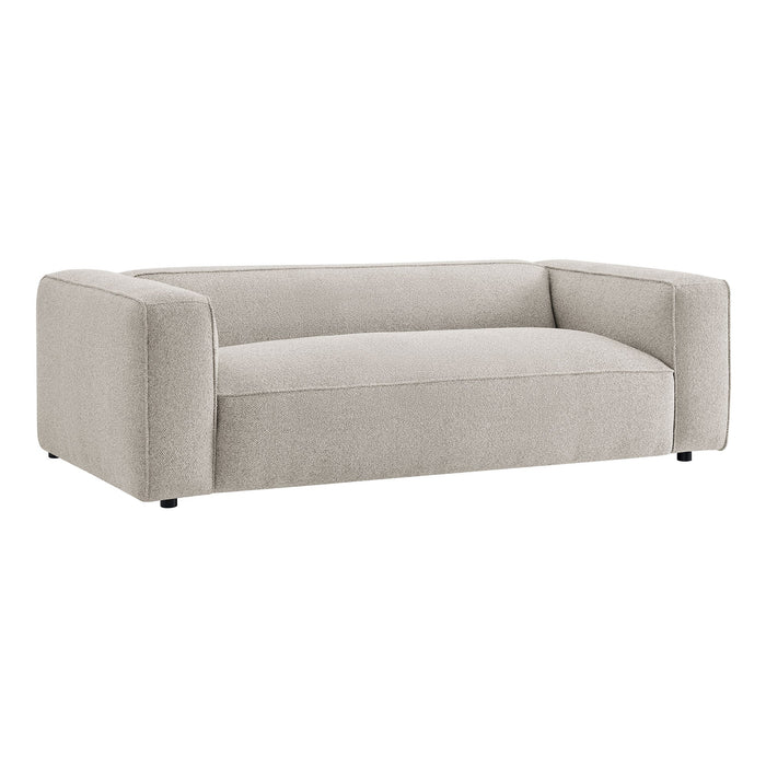 Modway Auren 88 Inch Lattice Bouclé Upholstered Sofa in Fog - front view