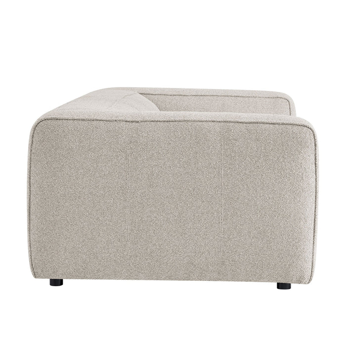Modway Auren 88 Inch Lattice Bouclé Upholstered Sofa in Fog - angled view