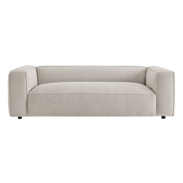 Modway Auren 88 Inch Lattice Bouclé Upholstered Sofa in Fog - detail view