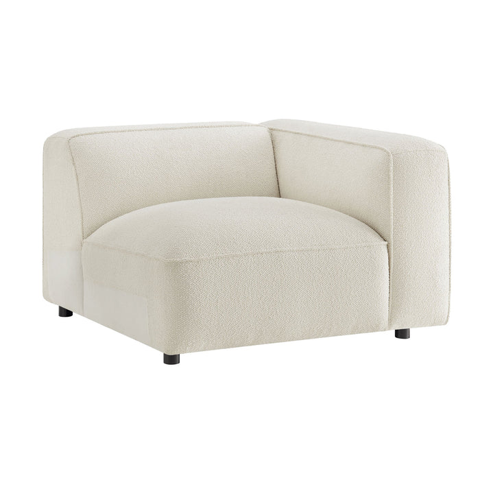 Modway Auren Lattice Bouclé Upholstered Modular Right-Facing Arm Chair in Cream - front view