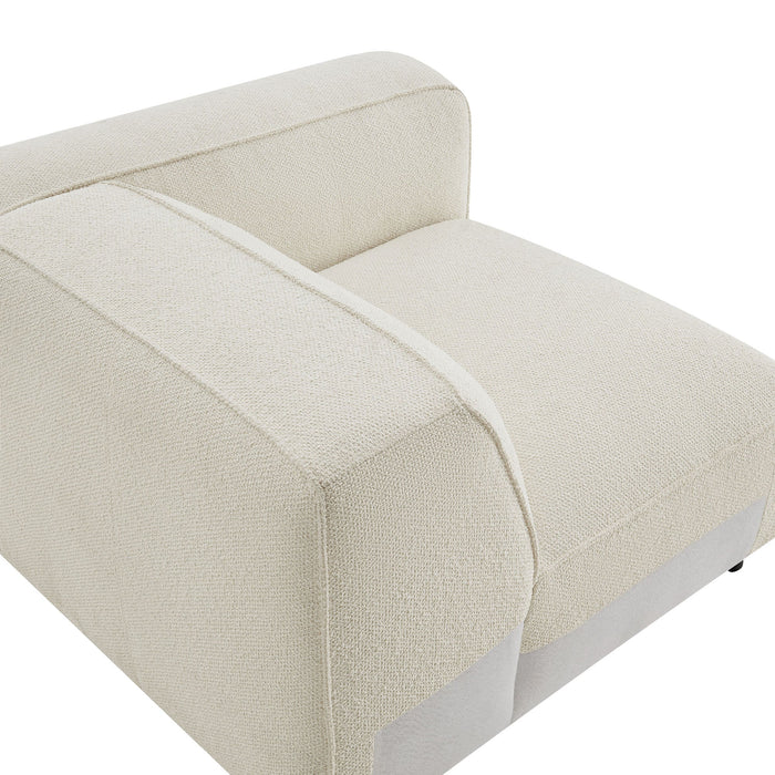 Modway Auren Lattice Bouclé Upholstered Modular Right-Facing Arm Chair in Cream - lifestyle view