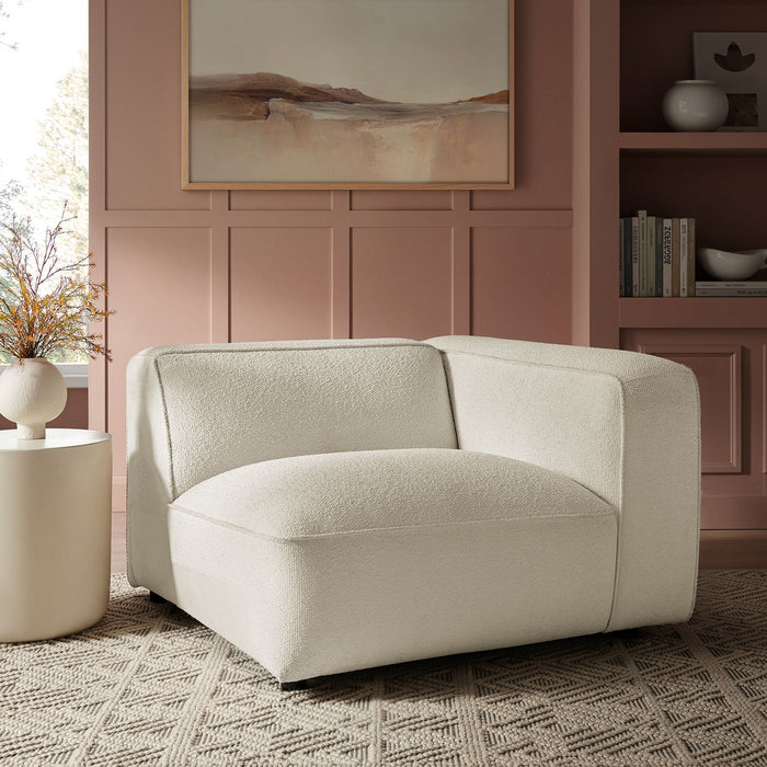 Modway Auren Lattice Bouclé Upholstered Modular Right-Facing Arm Chair in Cream - lifestyle view 21