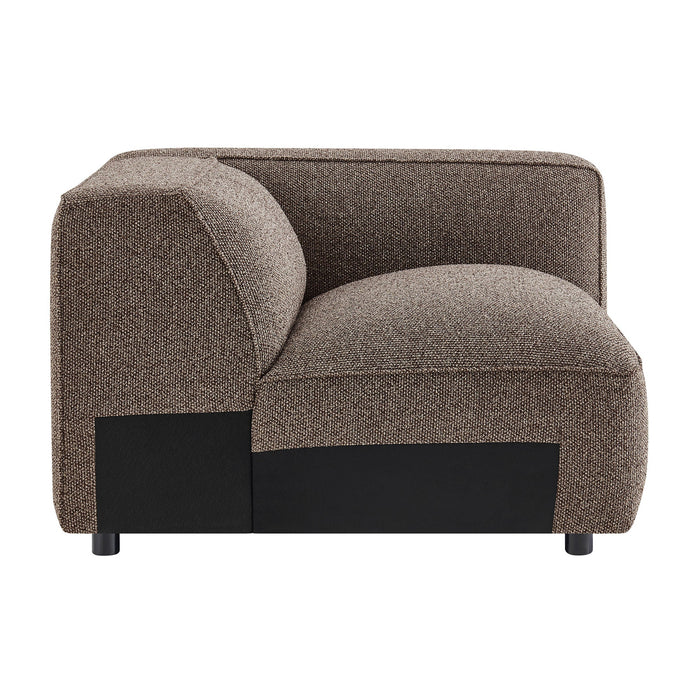 Modway Auren Lattice Bouclé Upholstered Modular Right-Facing Arm Chair in Earth - angled view