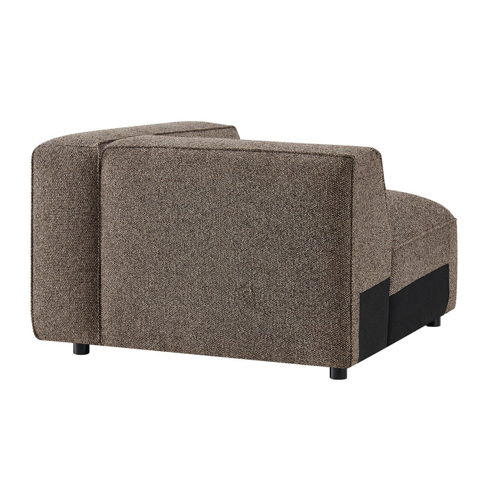 Modway Auren Lattice Bouclé Upholstered Modular Right-Facing Arm Chair in Earth - side view