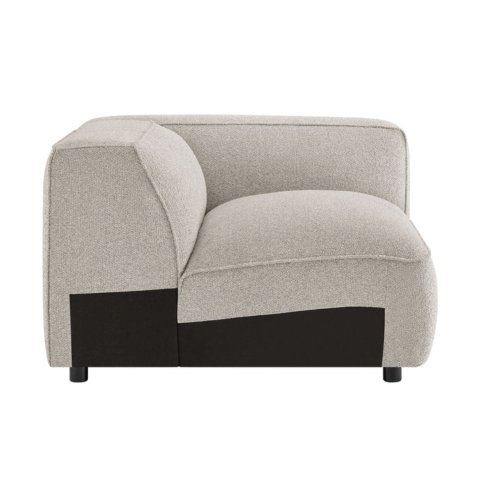 Modway Auren Lattice Bouclé Upholstered Modular Right-Facing Arm Chair in Fog - angled view