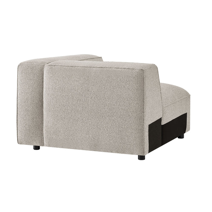 Modway Auren Lattice Bouclé Upholstered Modular Right-Facing Arm Chair in Fog - side view