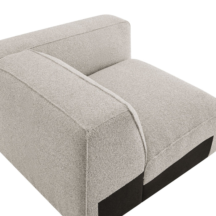 Modway Auren Lattice Bouclé Upholstered Modular Right-Facing Arm Chair in Fog - lifestyle view