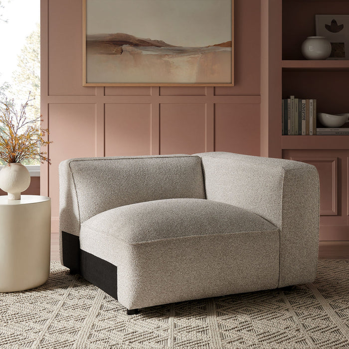Modway Auren Lattice Bouclé Upholstered Modular Right-Facing Arm Chair in Fog - lifestyle view 19