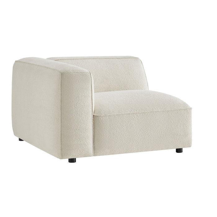 Modway Auren Lattice Bouclé Upholstered Modular Left-Facing Arm Chair in Cream - front view
