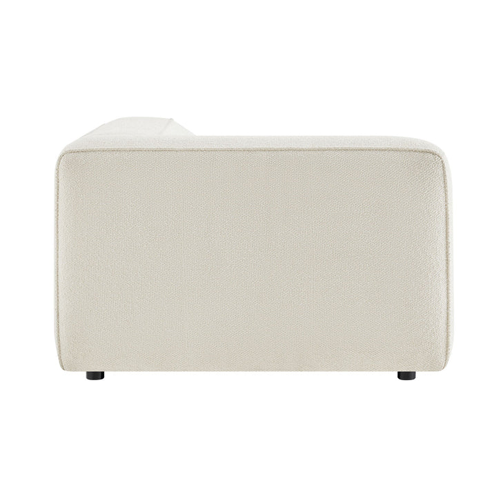 Modway Auren Lattice Bouclé Upholstered Modular Left-Facing Arm Chair in Cream - angled view