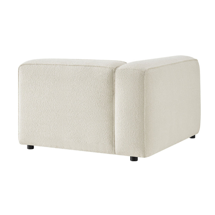 Modway Auren Lattice Bouclé Upholstered Modular Left-Facing Arm Chair in Cream - side view