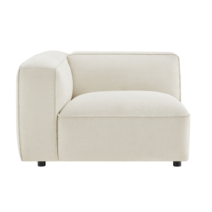 Modway Auren Lattice Bouclé Upholstered Modular Left-Facing Arm Chair in Cream - detail view