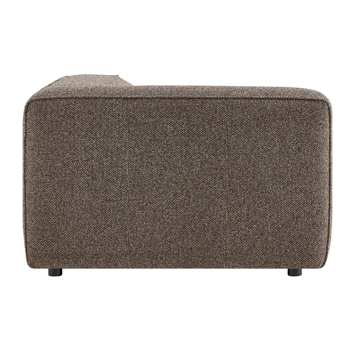 Modway Auren Lattice Bouclé Upholstered Modular Left-Facing Arm Chair in Earth - angled view