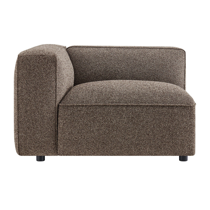Modway Auren Lattice Bouclé Upholstered Modular Left-Facing Arm Chair in Earth - detail view