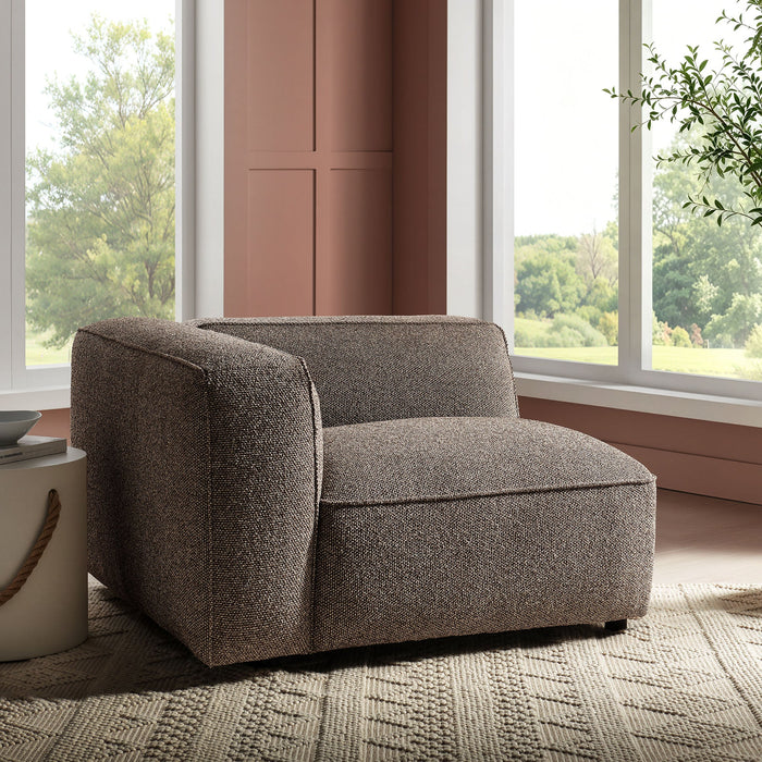 Modway Auren Lattice Bouclé Upholstered Modular Left-Facing Arm Chair in Earth - lifestyle view 20