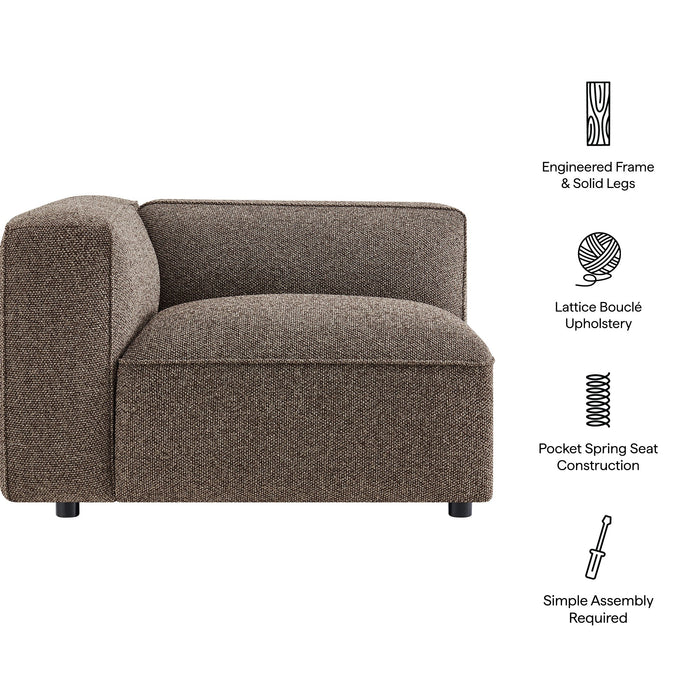 Modway Auren Lattice Bouclé Upholstered Modular Left-Facing Arm Chair in Earth - dimensions and specifications