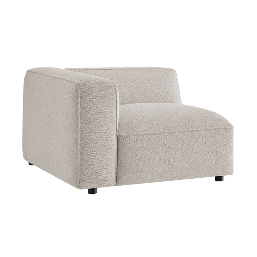 Modway Auren Lattice Bouclé Upholstered Modular Left-Facing Arm Chair in Fog - front view