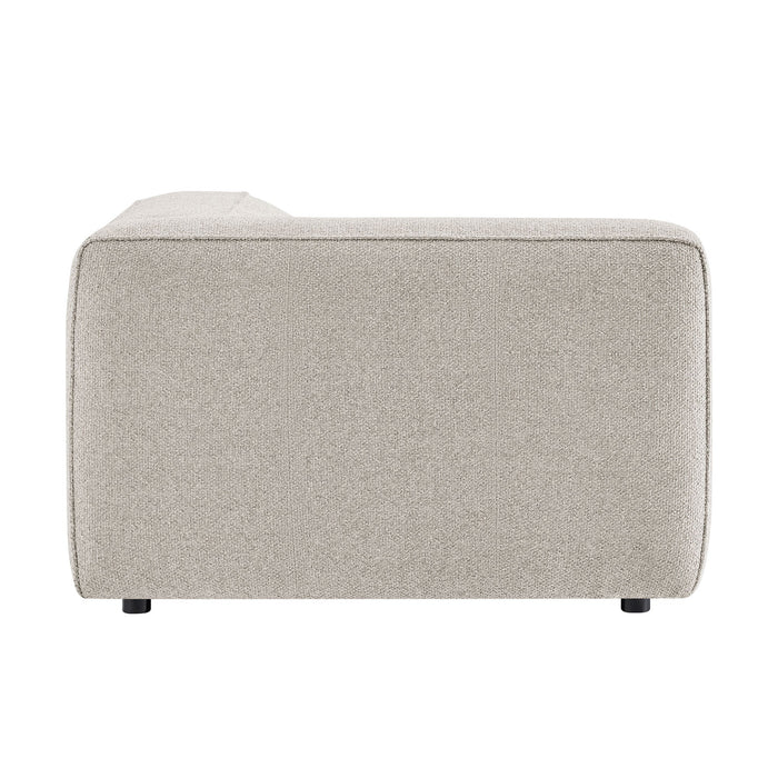 Modway Auren Lattice Bouclé Upholstered Modular Left-Facing Arm Chair in Fog - angled view